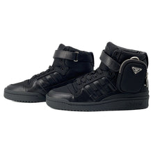 将图像加载到图库查看器中,PRADA Re-NylonPRADAxadidas ForumHigh-top Sneakers Black2TG193 Nylon Leather Size 7 1/2