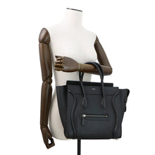 将图像加载到图库查看器中,CELINE Luggage Shopper Handbag Black189793 Leather Size micro