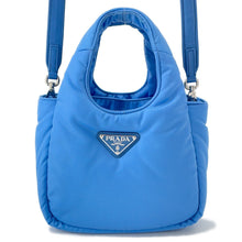 将图像加载到图库查看器中,PRADA Padded Re-nylon 2-way Handbag Light Blue1BA359 Nylon