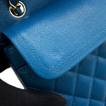 将图像加载到图库查看器中,CHANEL Matelasse Double Flap ChainShoulder BlueA01113 Caviar Leather Size 23