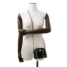 Load image into Gallery viewer, CHANEL Matelasse CC Logo Chainshoulder Novelty Black Tweed