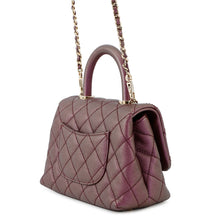将图像加载到图库查看器中,CHANEL Coco Handle Matelasse Handbag MetalicPurpleAS2215 Caviar Leather Size XXS