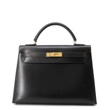 将图像加载到图库查看器中,HERMES Kelly Black Box Calf Leather Size 32