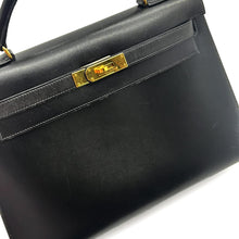 将图像加载到图库查看器中,HERMES Kelly Black Box Calf Leather Size 32