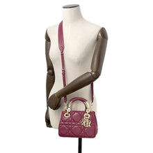 将图像加载到图库查看器中,Dior Lady's 95.22 2WAY Handbag Bordeaux Leather Size Mini