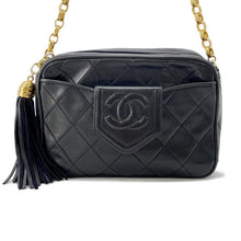 Load image into Gallery viewer, CHANEL Matelasse ChainShoulder Fringe Black Lambskin