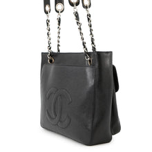 将图像加载到图库查看器中,CHANEL ChainShoulderTote Bag Black Caviar Leather