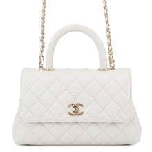 将图像加载到图库查看器中,CHANEL Coco Handle 2WAY Handbag WhiteA92990 Caviar Leather Size XS