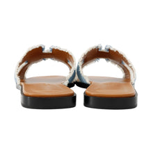 将图像加载到图库查看器中,HERMES Oran Sandals Blue Clair Denim Leather Size 36 1/2