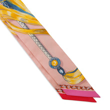 将图像加载到图库查看器中,HERMES Twilly CAVALCADES Rose Poudre/Jaune d'or061829S Silk100%