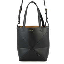 将图像加载到图库查看器中,LOEWE Puzzle Fold Tote BlackA657V25X01 Leather Size Mini