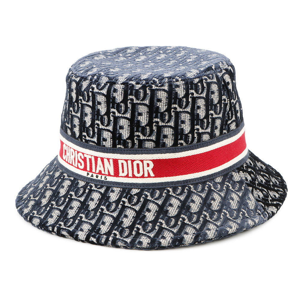 Dior バケットハット 58サイズ Dior Oblique Trotter Hat Size 58 Navy/Red Rayon56% Cotton27