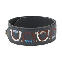 将图像加载到图库查看器中,HERMES Bandouliere Blue Indigo/Blue Saphir Swift Leather Canvas Size 2"/33.5"