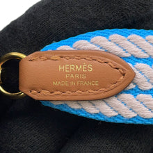 将图像加载到图库查看器中,HERMES Bandouliere Sangle Cordage Blue Azur/Mauve Pale/Gold Swift Leather Canvas Size 1"/29.5"