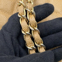 将图像加载到图库查看器中,CHANEL Matelasse W Flap ChainShoulder Bag BeigeA01112 Caviar Leather Size 25