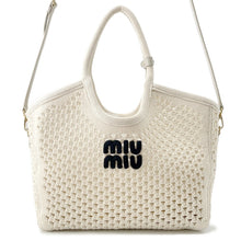 将图像加载到图库查看器中,MIUMIU IVY logo tote White/Black5BG281 Cotton100%
