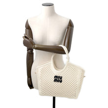 Load image into Gallery viewer, MIUMIU IVY logo tote White/Black5BG281 Cotton100%