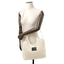 Load image into Gallery viewer, MIUMIU IVY logo tote White/Black5BG281 Cotton100%