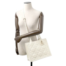 将图像加载到图库查看器中,Dior Macrocannage Book Tote Latte WhiteM1325OWHP_M030 Calf Leather Size Small