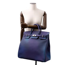 将图像加载到图库查看器中,HERMES HAUT A COURROIES Cosmos Blue Nuit/VioletGradation Togo Leather Size 40