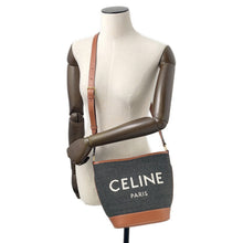 Load image into Gallery viewer, CELINE CELINE Logo Bucket Shoulder Bag Dark Gray/Brown Felt Leather Size Small