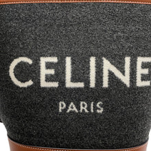 Load image into Gallery viewer, CELINE CELINE Logo Bucket Shoulder Bag Dark Gray/Brown Felt Leather Size Small