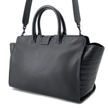 Load image into Gallery viewer, SAINT LAURENT PARIS Downtown Cabas 2-Way Handbag Black436832 Crocodile Embossed Leather