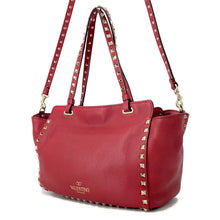 将图像加载到图库查看器中,Valentino Garavani Rock Studded 2-way Shoulder Bag RedNW2B0037VSF Leather