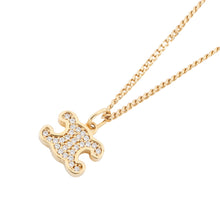 将图像加载到图库查看器中,CELINE Triomphe Necklace Gold460GB6BZI Gold Plated Rhinestone