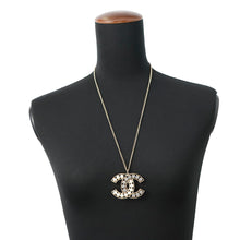 将图像加载到图库查看器中,CHANEL CC Logo Necklace Metal Faux Pearl Rhinestone