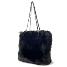 将图像加载到图库查看器中,PRADA Triangle logo Chain tote BlackBR4759 Faux Fur Leather