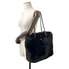将图像加载到图库查看器中,PRADA Triangle logo Chain tote BlackBR4759 Faux Fur Leather