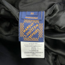 Load image into Gallery viewer, LOUIS VUITTON Signature Varsity Blouson Size 50 Black/White Calf Leather Wool Faux Pearl