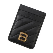 将图像加载到图库查看器中,BALENCIAGA Quilted Magnetic Card Holder Black782132 Crushed Calf Leather