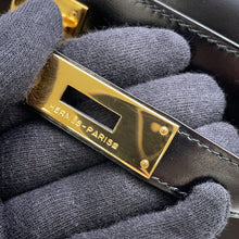 将图像加载到图库查看器中,HERMES Kelly Sellier Black Box Calf Leather Size 28