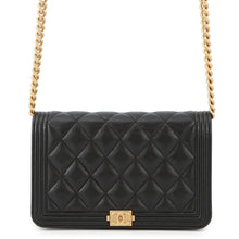 将图像加载到图库查看器中,CHANEL Boy Chanel Chain Wallet BlackAP1117 Caviar Leather