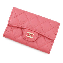 将图像加载到图库查看器中,CHANEL Matelasse Bifold Wallet Card Case PinkA80799 Caviar Leather