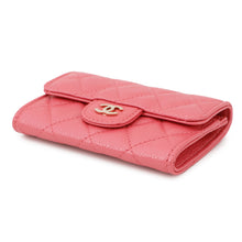 将图像加载到图库查看器中,CHANEL Matelasse Bifold Wallet Card Case PinkA80799 Caviar Leather