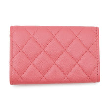 将图像加载到图库查看器中,CHANEL Matelasse Bifold Wallet Card Case PinkA80799 Caviar Leather