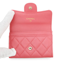 将图像加载到图库查看器中,CHANEL Matelasse Bifold Wallet Card Case PinkA80799 Caviar Leather