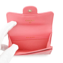 将图像加载到图库查看器中,CHANEL Matelasse Bifold Wallet Card Case PinkA80799 Caviar Leather
