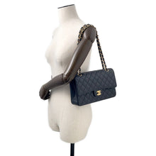 Load image into Gallery viewer, CHANEL Matelasse W-Flap W-Chain Shoulder Bag BlackA01112 Caviar Leather Size 25