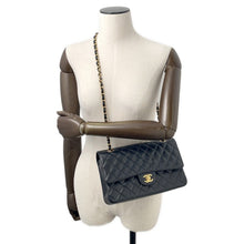 Load image into Gallery viewer, CHANEL Matelasse W-Flap W-Chain Shoulder Bag BlackA01112 Caviar Leather Size 25