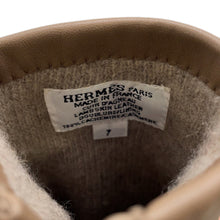 将图像加载到图库查看器中,HERMES H logo glove Size 7 Beige Lambskin