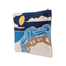 Load image into Gallery viewer, HERMES Chaine d'Ancre Yachting Flat Pouch Beige/Blue Cotton100%