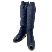 将图像加载到图库查看器中,CHANEL CC Logo long boots BlackG38428 Patent Leather Nylon Size 39C
