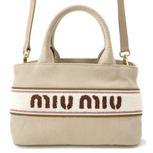 将图像加载到图库查看器中,MIUMIU Canvas2wayHandbag Beige5BA253 Cotton