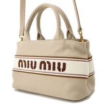 将图像加载到图库查看器中,MIUMIU Canvas2wayHandbag Beige5BA253 Cotton