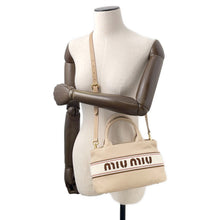 将图像加载到图库查看器中,MIUMIU Canvas2wayHandbag Beige5BA253 Cotton