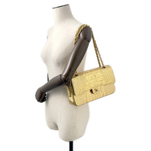 将图像加载到图库查看器中,CHANEL Double Flap ChainShoulder Bag GoldA01112 Embossed Leather Size 25